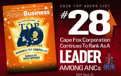 Cape Fox Corporation Advances to No. 28 in Alaska Business’ 2026 Top 49ers Rankings